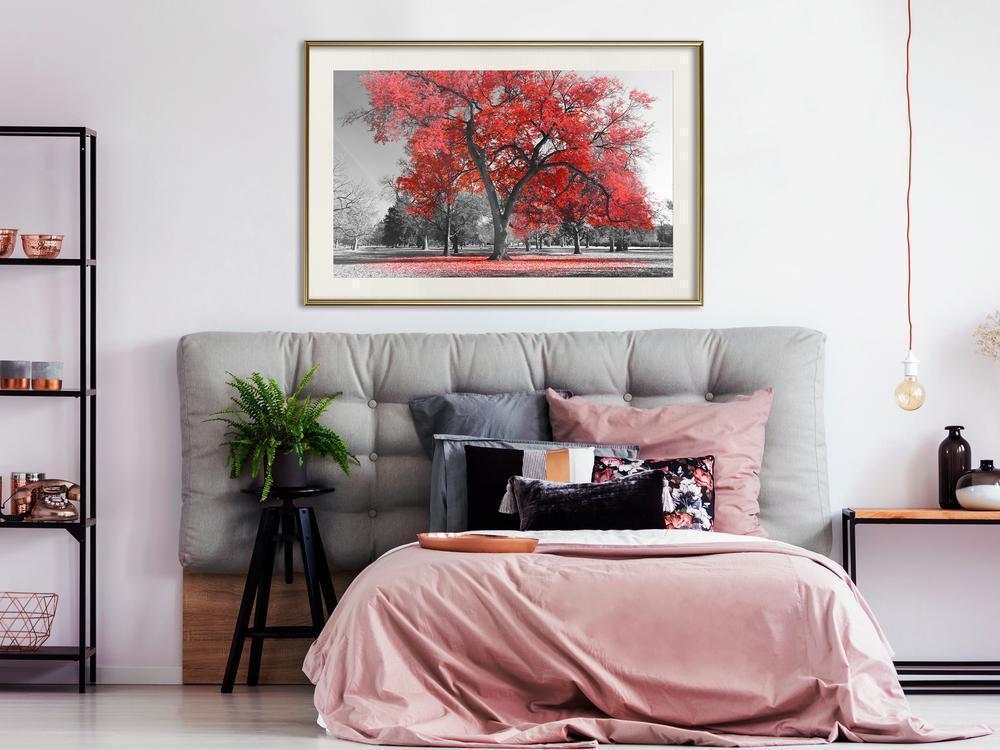 Autumn Framed Poster - Red Tree-artwork for wall with acrylic glass protection