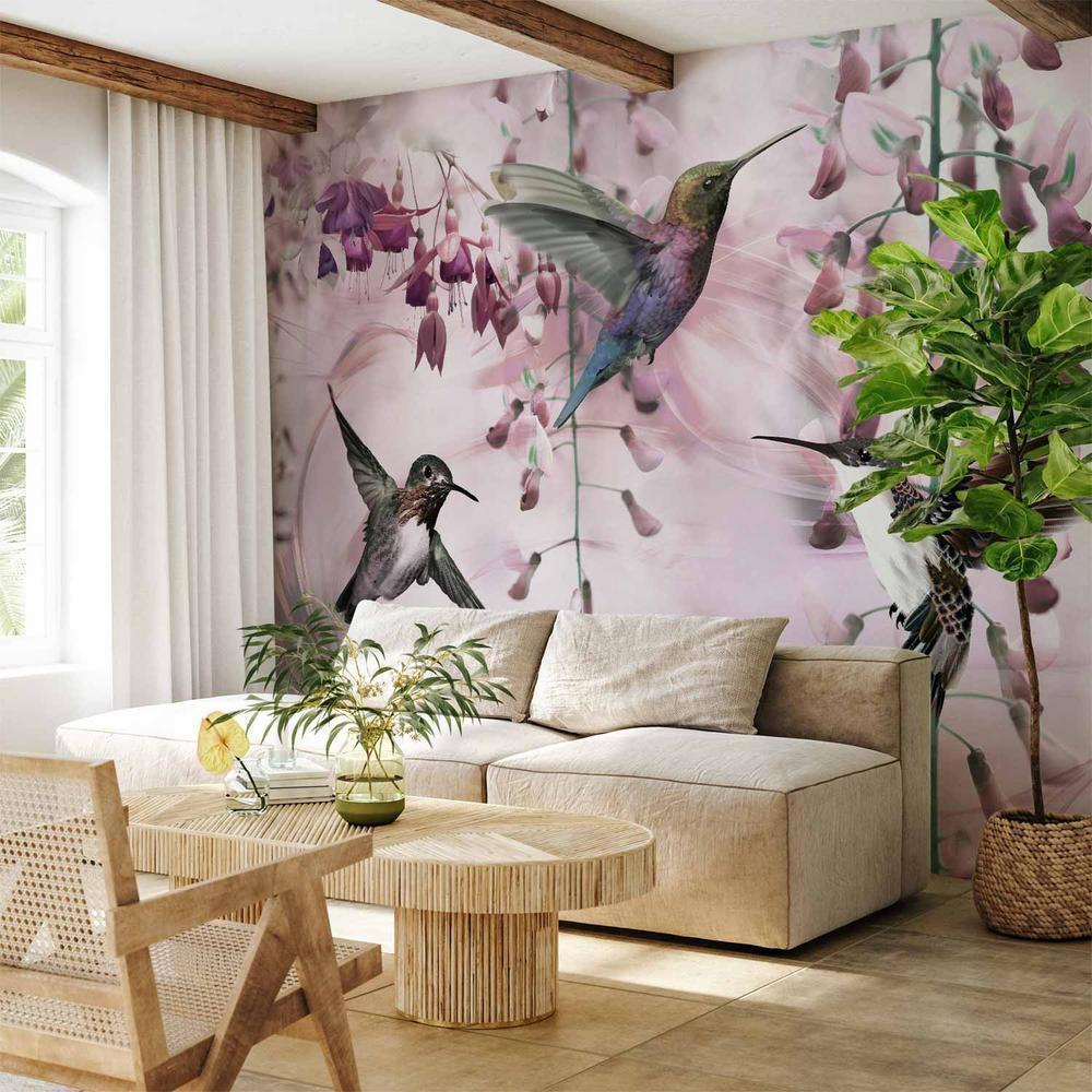 Wall Mural - Flying Hummingbirds (Pink)