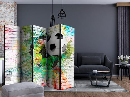 Room Divider - Colourful Sport II- A 5 Panel Folding Screen For Living rooms, bedrooms or home office, decorative folding screen made with wood and canvas