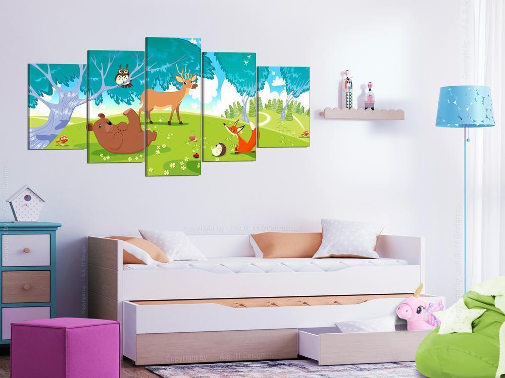 Canvas Print - Friendly Animals (5 Parts)-ArtfulPrivacy-Wall Art Collection