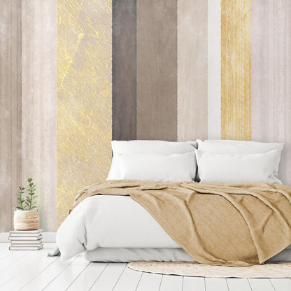 Wall Mural - Striped pattern - abstract background in various stripes with gold pattern-Wall Murals-ArtfulPrivacy