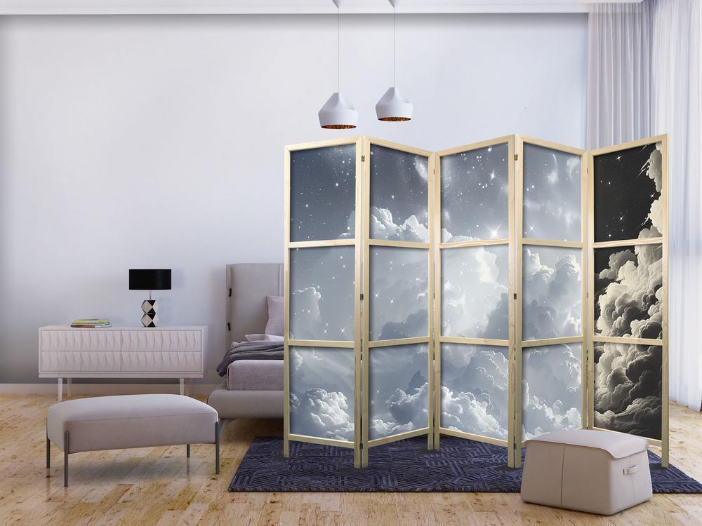 Japanese Room Divider - Astral Calm: Stars Scattered Over Delicate Clouds