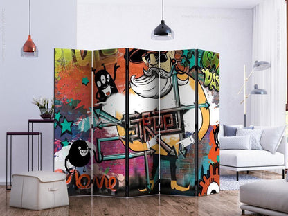 Decorative partition-Room Divider - Street movie II-Folding Screen Wall Panel by ArtfulPrivacy