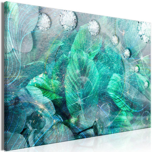 Canvas Print - Turquoise Leaves (1 Part) Wide