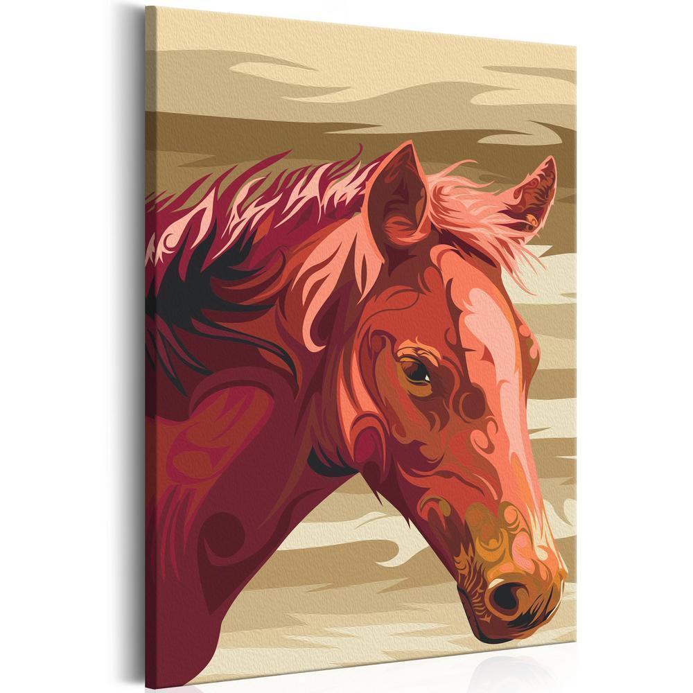 Start learning Painting - Paint By Numbers Kit - Brown Horse - new hobby