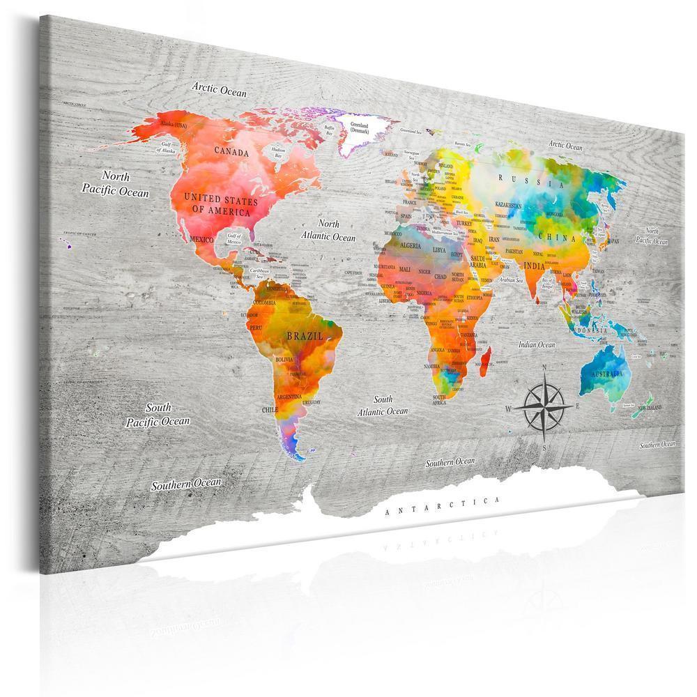 Cork board Canvas with design - Decorative Pinboard - Multicolored Travels-ArtfulPrivacy