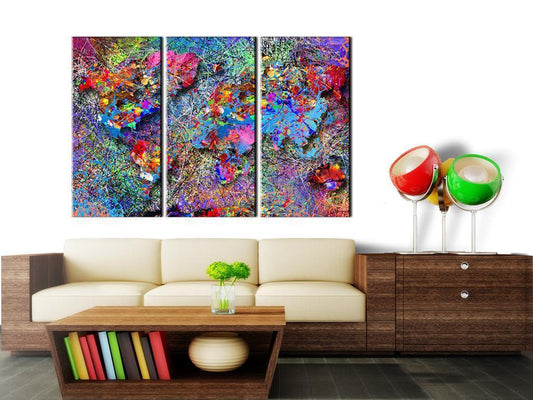 Canvas Print - World Map: Colourful Whirl-ArtfulPrivacy-Wall Art Collection