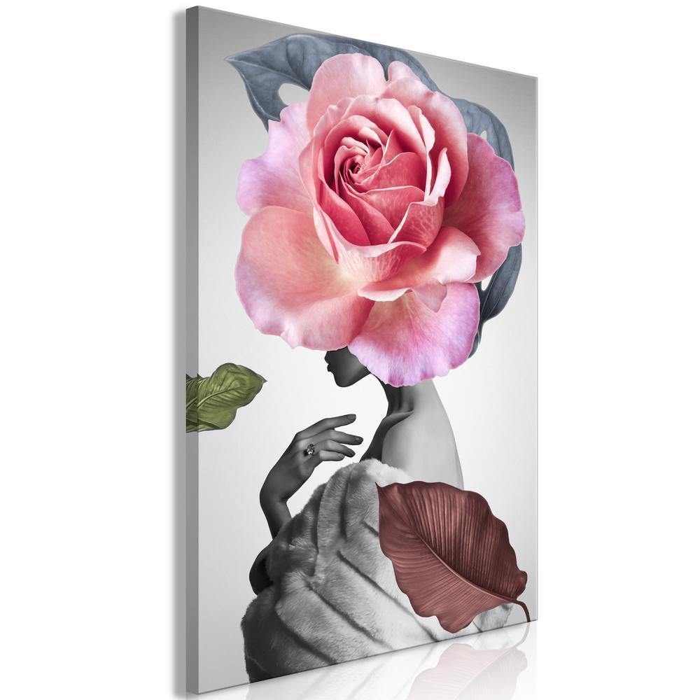 Canvas Print - Rose and Fur (1 Part) Vertical-ArtfulPrivacy-Wall Art Collection