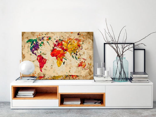 Start learning Painting - Paint By Numbers Kit - World Map (Colour Splashes) - new hobby