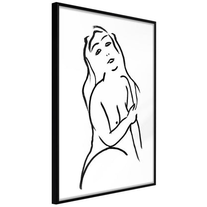 Black and White Framed Poster - Shape of a Woman-artwork for wall with acrylic glass protection