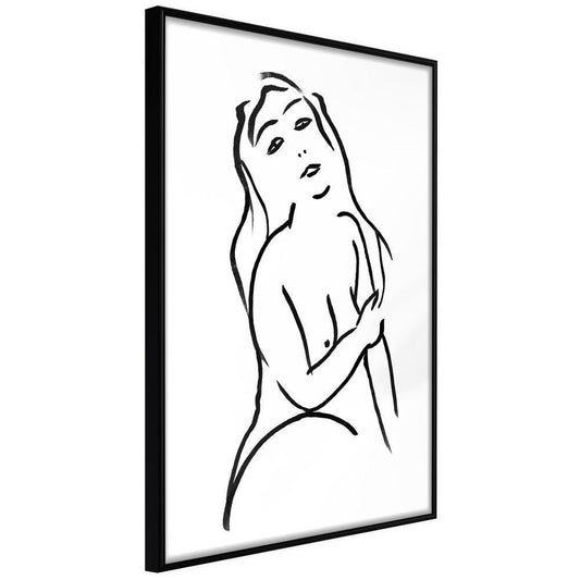Black and White Framed Poster - Shape of a Woman-artwork for wall with acrylic glass protection