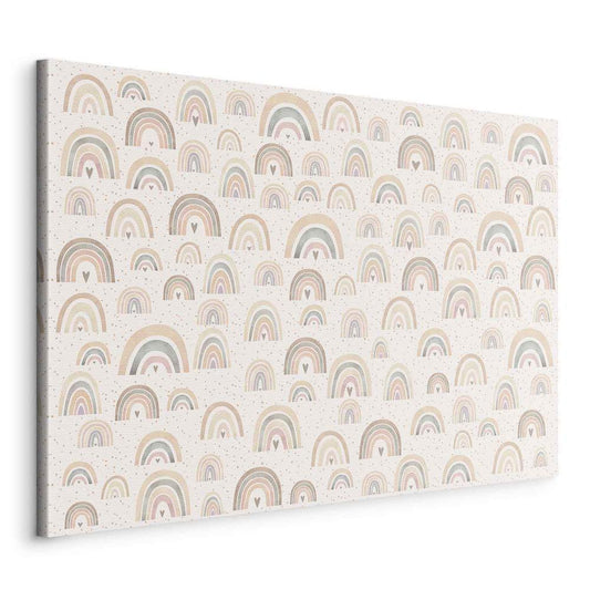 Canvas Print - Spring - Pastel Rainbows with Hearts on a Rainy Day