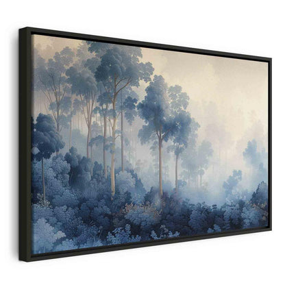 Impression sur toile - Paysage avec arbres dans un style illustratif Forêt bleue de conte de fées