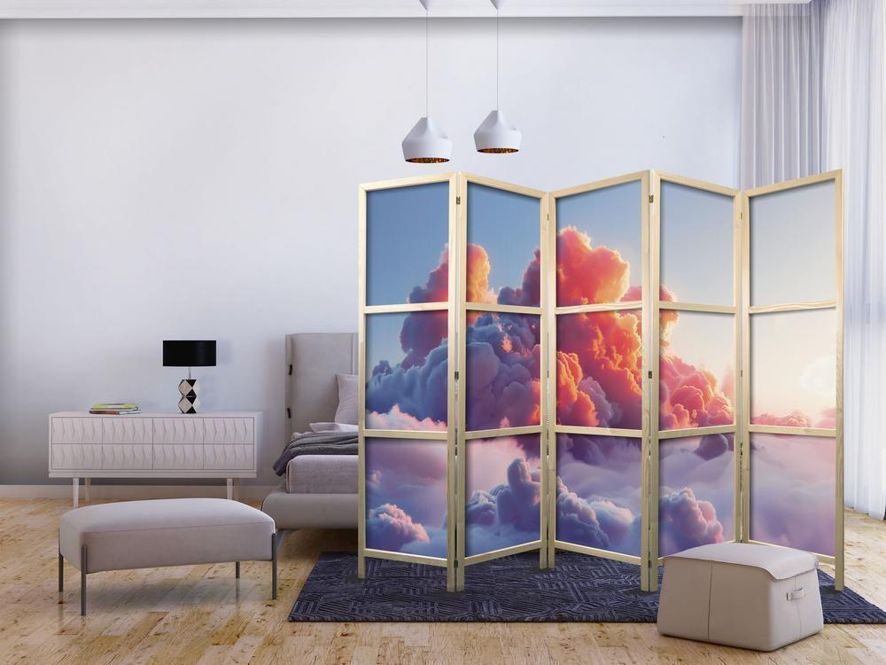 Japanese Room Divider - Twilight Spectacle: Clouds in Shades of Pink and Violet