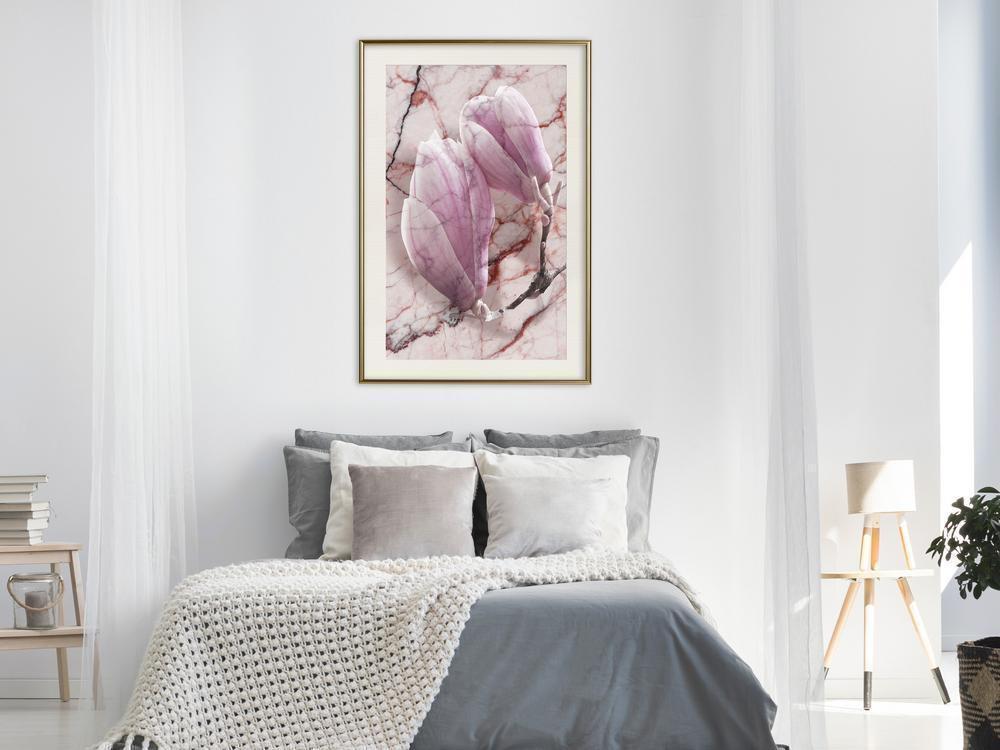 Botanical Wall Art - Magnolia on Marble Background-artwork for wall with acrylic glass protection