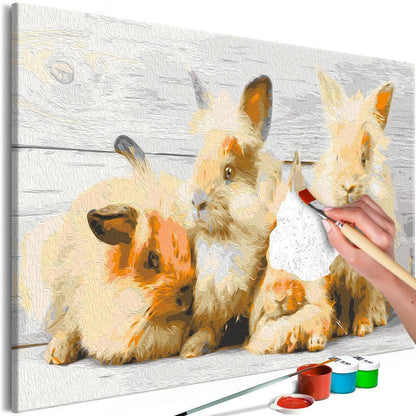 Start learning Painting - Paint By Numbers Kit - Four Bunnies - new hobby