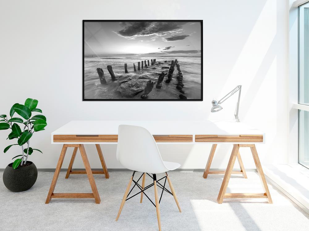 Seascape Framed Poster - Old Breakwater-artwork for wall with acrylic glass protection