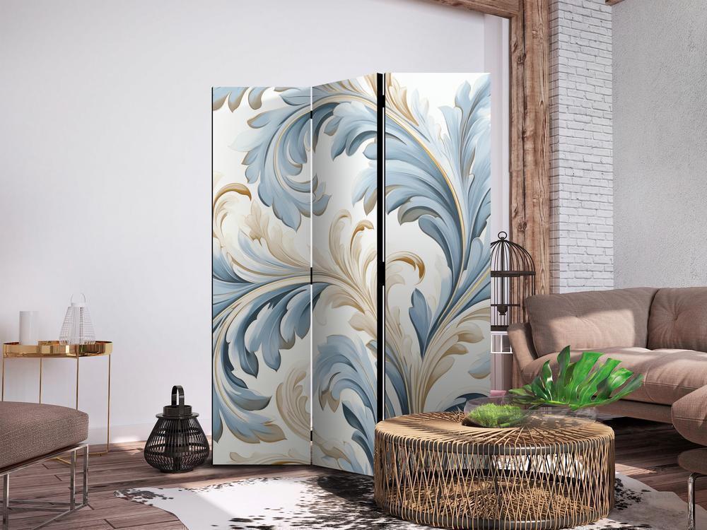 Room Divider - Baroque Ornaments in Light Creamy Blue Colors