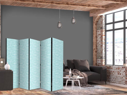 Room Divider - Sketch - Outline of an Airplane in White on a Turquoise Background- A 5 Panel Folding Screen For Living rooms, bedrooms or home office, decorative folding screen made with wood and canvas