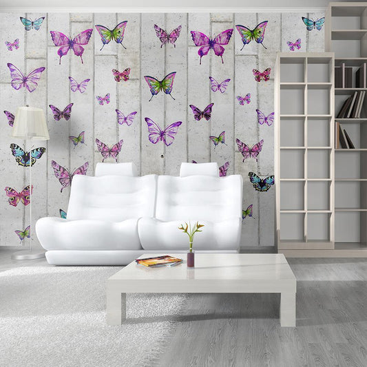 Classic Wallpaper made with non woven fabric - Wallpaper - Butterflies and Concrete - ArtfulPrivacy