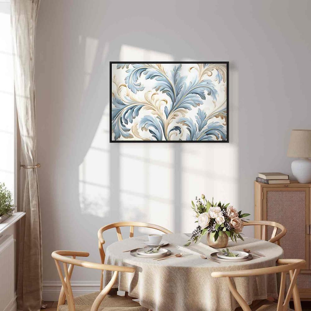 Canvas Print - Baroque Ornaments in Light Cream-Blue Hues