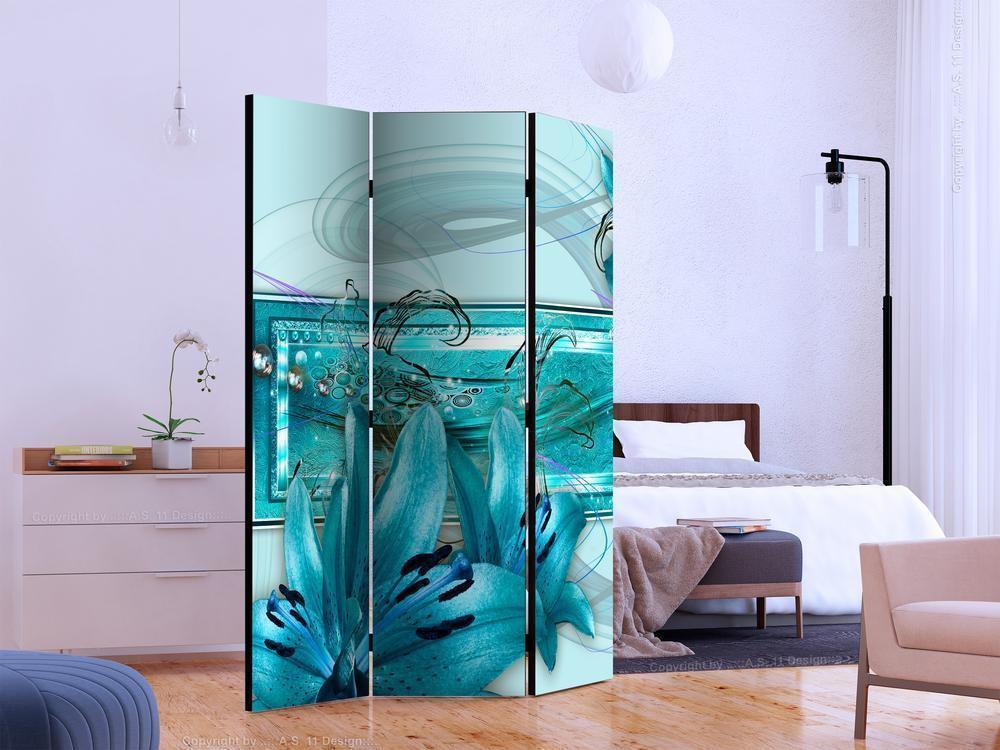 Decorative partition-Room Divider - Turquoise Idyll-Folding Screen Wall Panel by ArtfulPrivacy