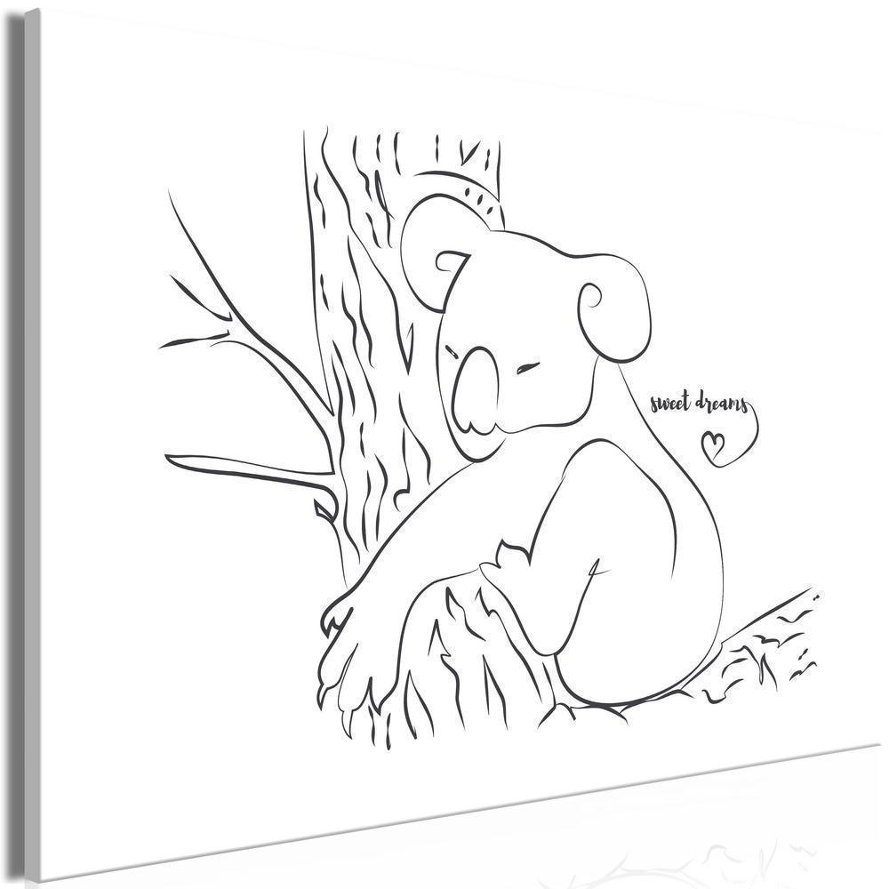 Canvas Print - Quiet Charm of Nature (1-part) - Sleeping Koala in Black and White-ArtfulPrivacy-Wall Art Collection