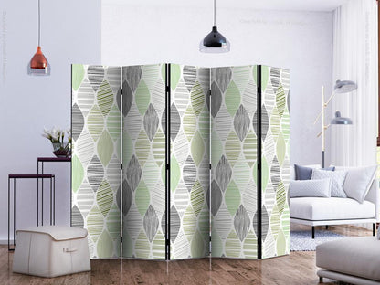 Decorative partition-Room Divider - Green Tears II-Folding Screen Wall Panel by ArtfulPrivacy