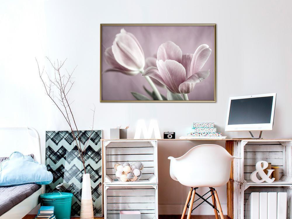 Botanical Wall Art - Pastel Tulips I-artwork for wall with acrylic glass protection