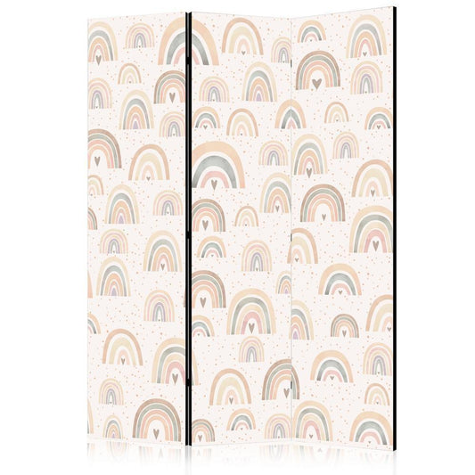 Room Divider - Spring - Pastel Rainbows on a Rainy Day with Hearts