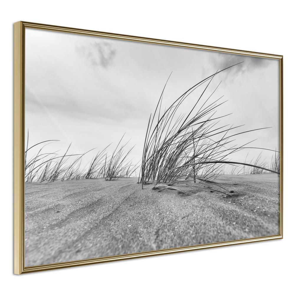 Black and White Framed Poster - Seaside Dunes-artwork for wall with acrylic glass protection