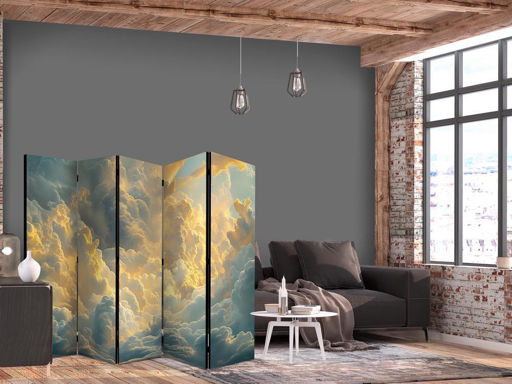 Room Divider - The Last Breath of the Day: Clouds Illuminated by Evening Glow- A 5 Panel Folding Screen For Living rooms, bedrooms or home office, decorative folding screen made with wood and canvas