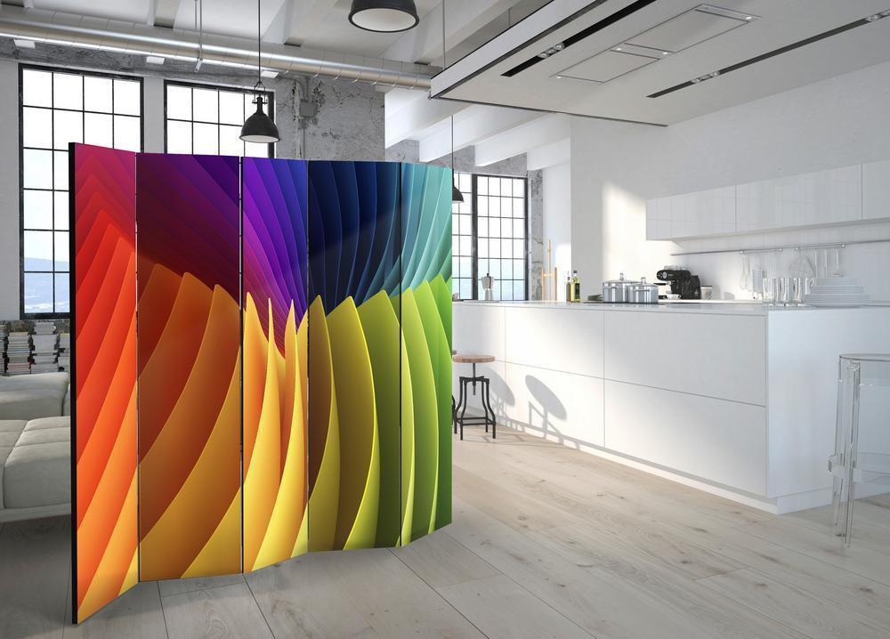 Decorative partition-Room Divider - Rainbow Wave II-Folding Screen Wall Panel by ArtfulPrivacy