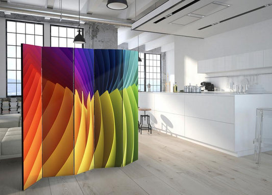 Decorative partition-Room Divider - Rainbow Wave II-Folding Screen Wall Panel by ArtfulPrivacy