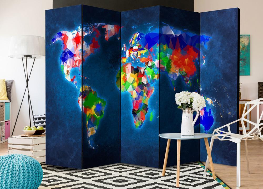 Decorative partition-Room Divider - Colorful map-Folding Screen Wall Panel by ArtfulPrivacy
