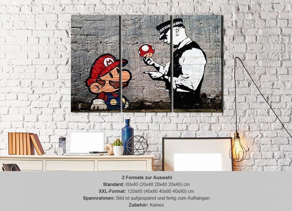 Canvas Print - Super Mario Mushroom Cop by Banksy-ArtfulPrivacy-Wall Art Collection
