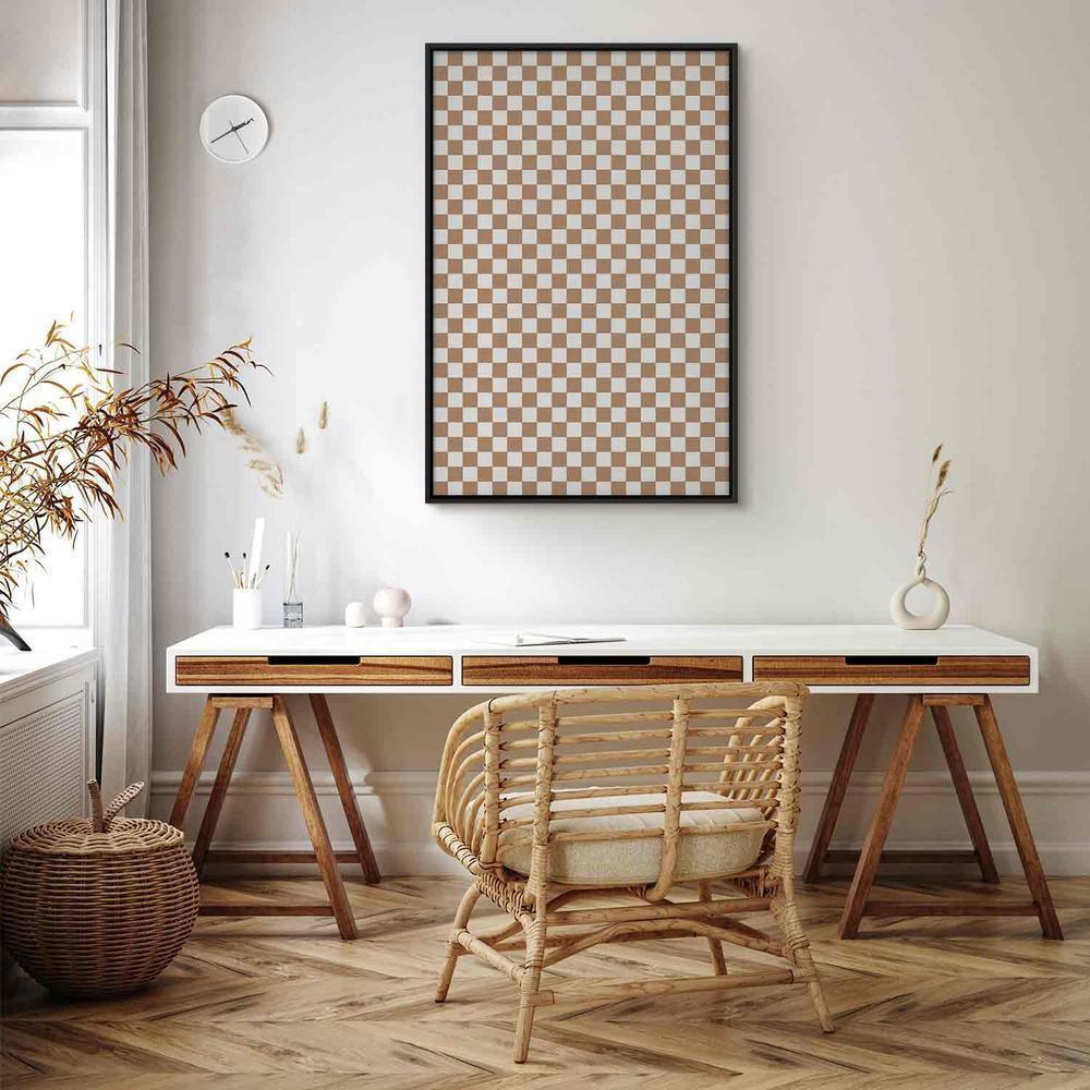 Canvas Print - Checkerboard Pattern - Brown-White Grid with a Subtle Noise