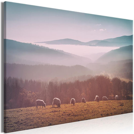 Tableau - Moutons dans un paysage de montagne (1 partie) - Animaux dans la nature