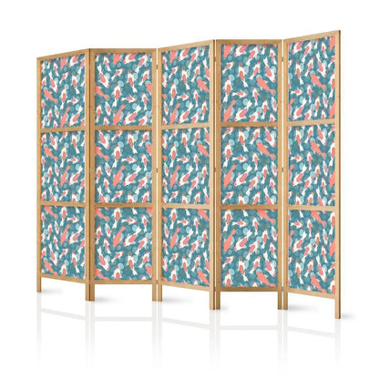 Japanese Room Divider - Oriental Pond - a Cluster of Japanese Fish Swimming in Crystal Clear Water with Flashes of Light