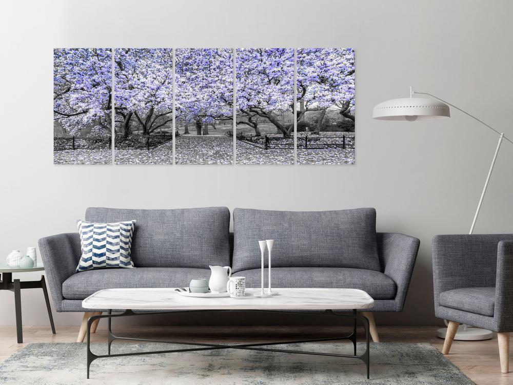 Canvas Print - Magnolia Park (5 Parts) Narrow Violet-ArtfulPrivacy-Wall Art Collection