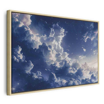 Impression sur toile - Nuages ​​étoilés et lumière délicate sur un coin du ciel