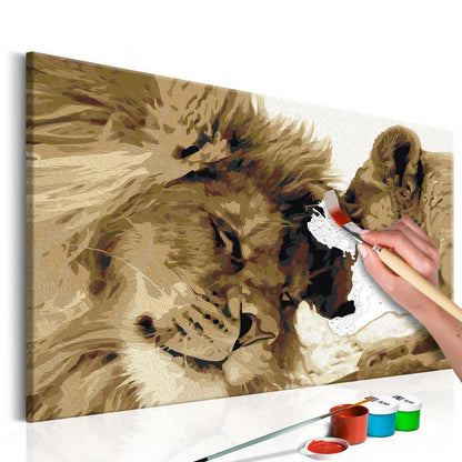 Start learning Painting - Paint By Numbers Kit - Lions In Love - new hobby
