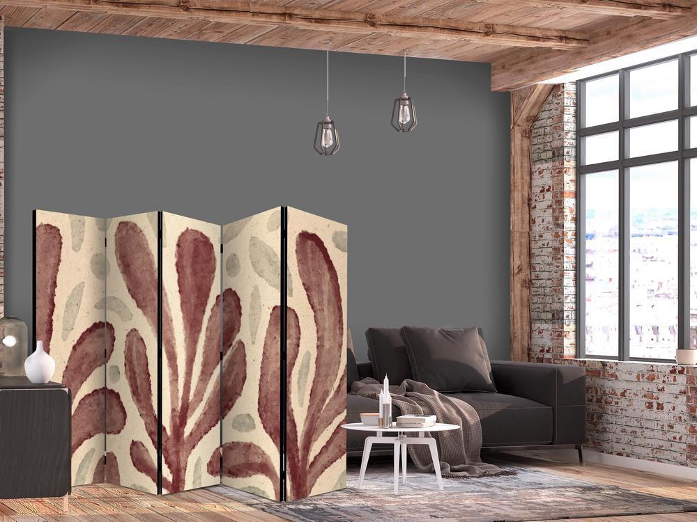 Room Divider - Waving Leaves - Irregular Plant Shapes in the Style of Matisse- A 5 Panel Folding Screen For Living rooms, bedrooms or home office, decorative folding screen made with wood and canvas