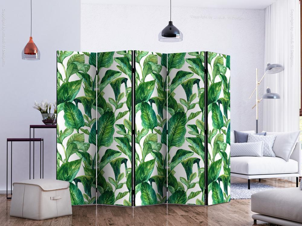 Decorative partition-Room Divider - Tropical Paradise II-Folding Screen Wall Panel by ArtfulPrivacy