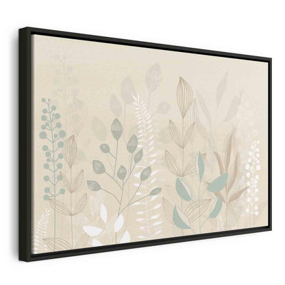 Canvas Print - Morning in the Meadow - Various Pastel Plants on a Beige Background