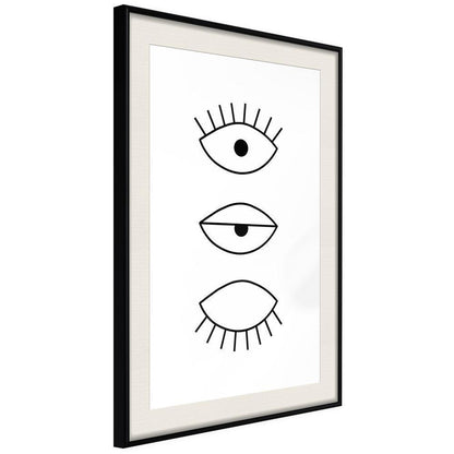 Black and White Framed Poster - Phases of Falling Asleep-artwork for wall with acrylic glass protection
