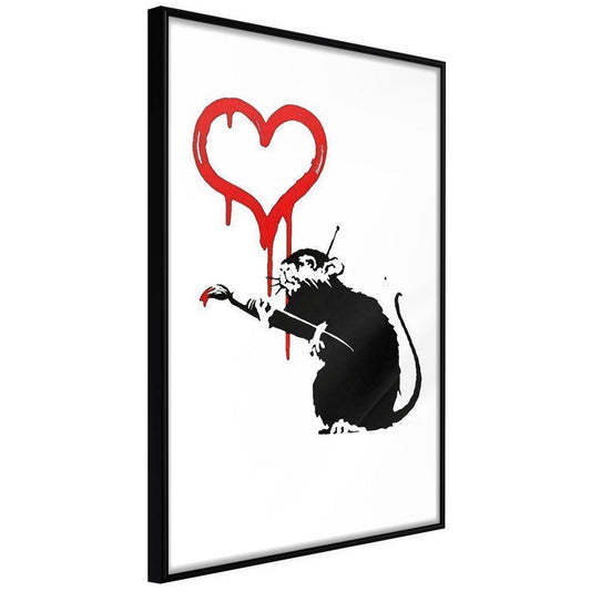 Urban Art Frame - Banksy: Love Rat-artwork for wall with acrylic glass protection