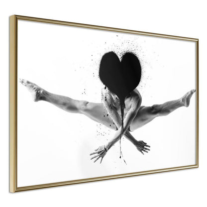 Black and White Framed Poster - Splits in the Air-artwork for wall with acrylic glass protection