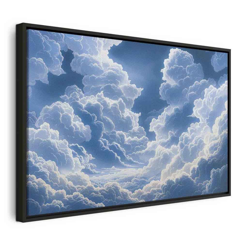 Impression sur toile - Ciel bleu perçant des nuages ​​blancs duveteux