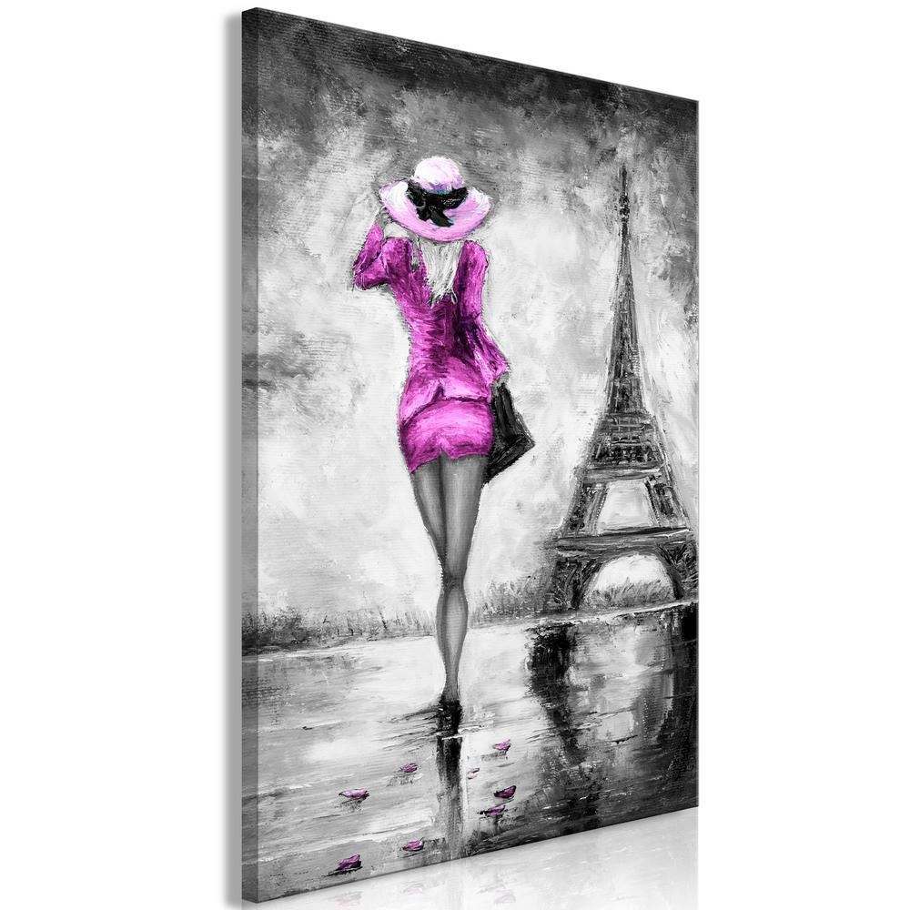 Canvas Print - Parisian Woman (1 Part) Vertical Pink-ArtfulPrivacy-Wall Art Collection